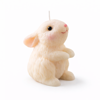 Looking Up Bunny handmade wax rabbit by Southlake Gifts, pastel animal candle ideal for cake decoration, baby shower centerpieces, and sweet Easter gifts