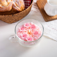 Southlake Gifts cherry blossom candle cup with pink sakura petals in a glass mug, handmade floral candle for home decor, aesthetic candle decor, spring decoration, gift for her, birthday gift, housewarming gift.
