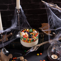 Southlake Gifts Halloween wax melts spooky mix unscented styled inside glass candle jar with cobwebs and pumpkins for party decoration
