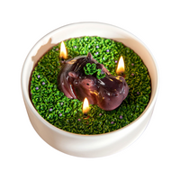 Hippo Candle lit, hand-painted soy wax hippo in wax pond with floral moss scent, handmade whimsical décor centerpiece