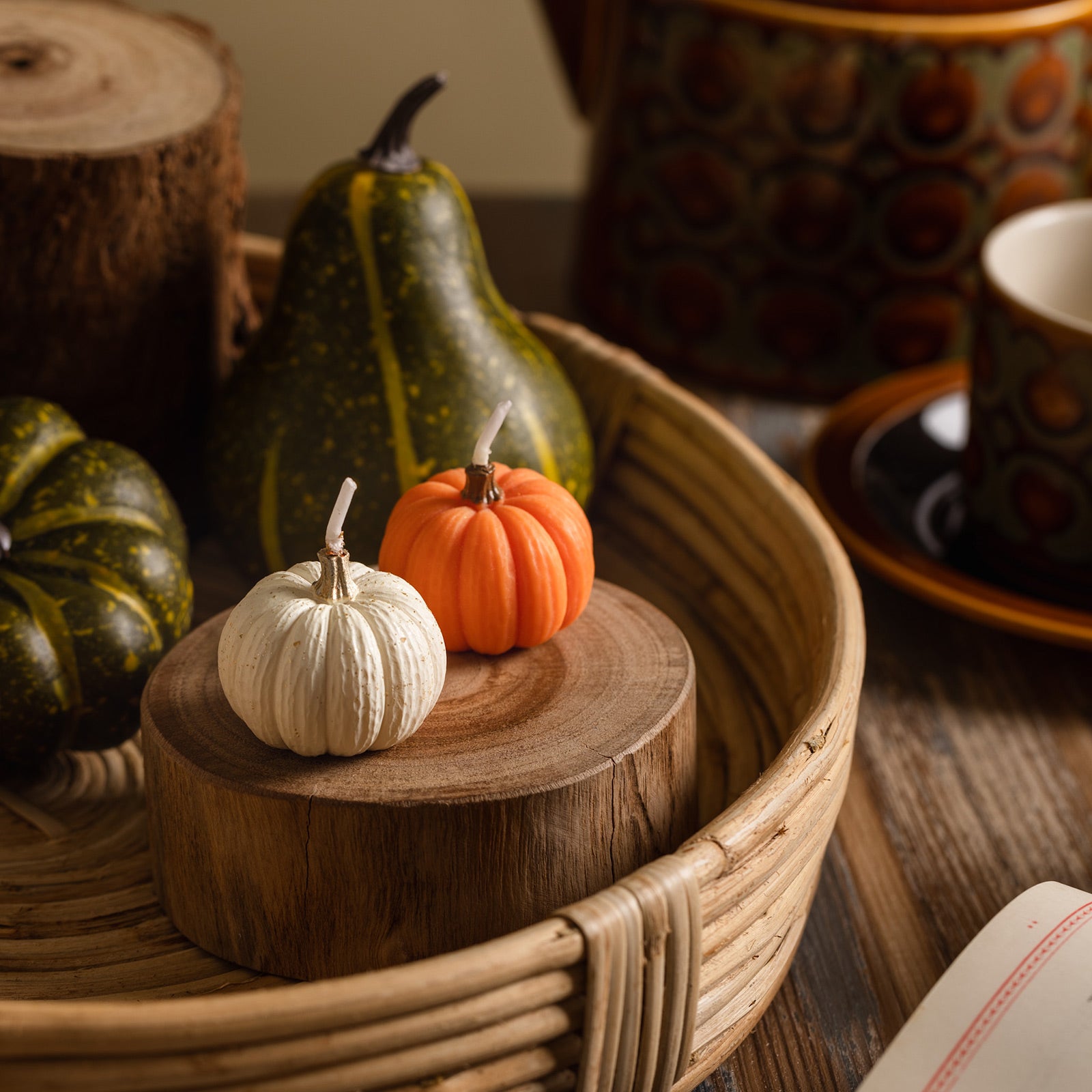 pumpkin077　8セット Pumpkin Candle Set – Orange & White Mini Pumpkins - Southlake Gifts
