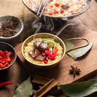 Handmade Ramen Noodle Candle by Southlake Gifts. Realistic wax ramen bowl with beef, mushroom, and chili details, novelty food candle décor gift.