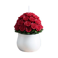Southlake Gifts Rose Bouquet Candle in white background, detailed 33 red roses arrangement, romantic rose-scented handmade décor