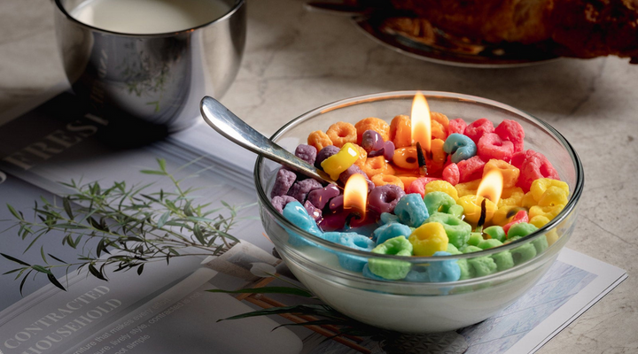 Beautiful Realistic colorful cereal Candle to light up your morning.