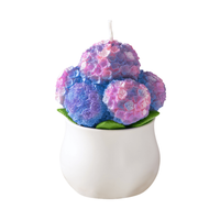 Southlake Gifts Purple Hydrangea flower candle in a white background.