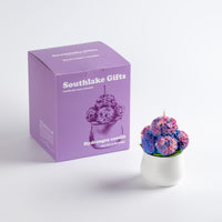 Southlake Gifts Hydrangea Candle with Gift ready packaging box in lilac tone, featuring realistic flower cluster design — an artisan floral candle gift ideal for holidays, birthdays, and housewarming.