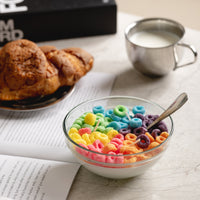 Unlit Fruit Loops Cereal Candle Bowl from Southlake Gifts showing colorful waxmelt of cereal froot loops in rainbow shades — an artisan handmade food cereal candle that adds playful charm to any space and makes a thoughtful holiday gift.