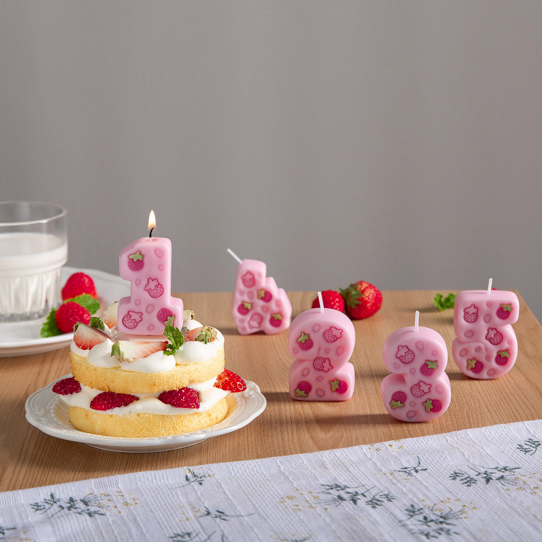Pink Strawberry Number Candle