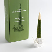Moss Taper Scented Candle & Snail Candle Holder Set for Home Decoration Crafts Arts