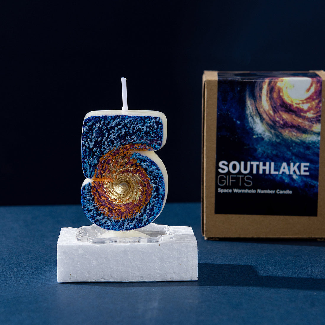 Galaxy Wormhole Candle Number 5 from Southlake Gifts