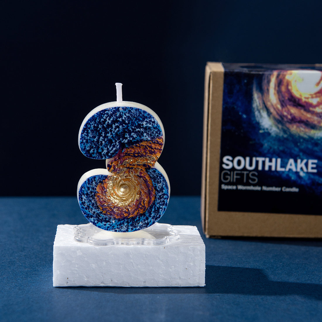 Galaxy Wormhole Candle Number 3 from Southlake Gifts