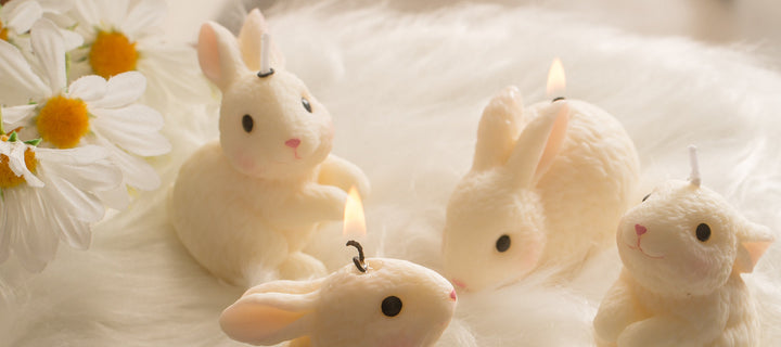 Feel the brightness of Blushing Bunny Candle, play with hapiness.