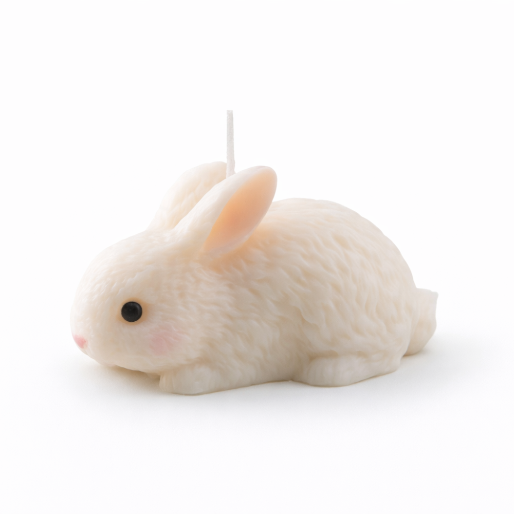 Lying Down Bunny handmade wax figurine candle, cute Easter cake topper alternative and sweet bunny gift for kids and animal lovers