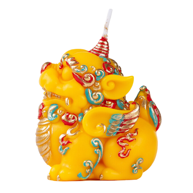 中国台灣宝石釉 貔貅獅子 招財魔除け 緣起物 箱付 希少品 Chinese Fortune PIXIU Candle - Southlake Gifts