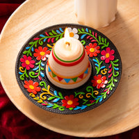 Top view of the Southlake Gifts Fiesta Sombrero Candle showing the detailed floral sombrero design and colorful Mexican folk patterns, a handcrafted novelty candle inspired by fiesta decor that makes a joyful table centerpiece or festive decorative gift.