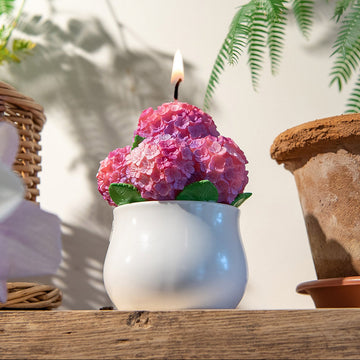 Southlake Gifts Hydrangea Candle Pink & Purple – handmade floral candle in white vase, romantic centerpiece décor, scented hydrangea gift