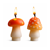 Southlake Gifts Mini Mushroom Candle Set on white background featuring two miniature mushroom candles, a cottagecore mushroom decor candle set designed as whimsical novelty candles perfect for cake toppers, birthday gifts, home decor accents, and gifts for mushroom lovers.