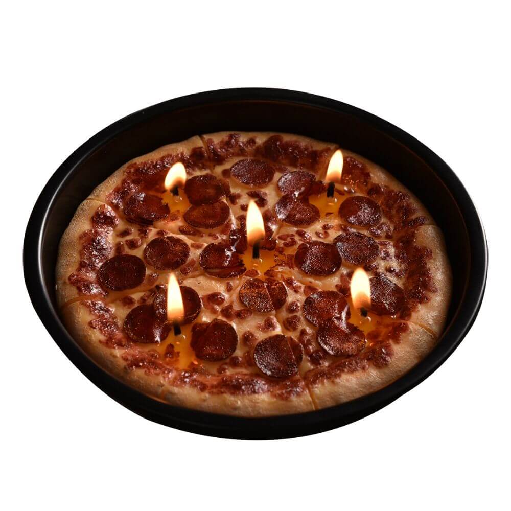 Pizza candle with white background