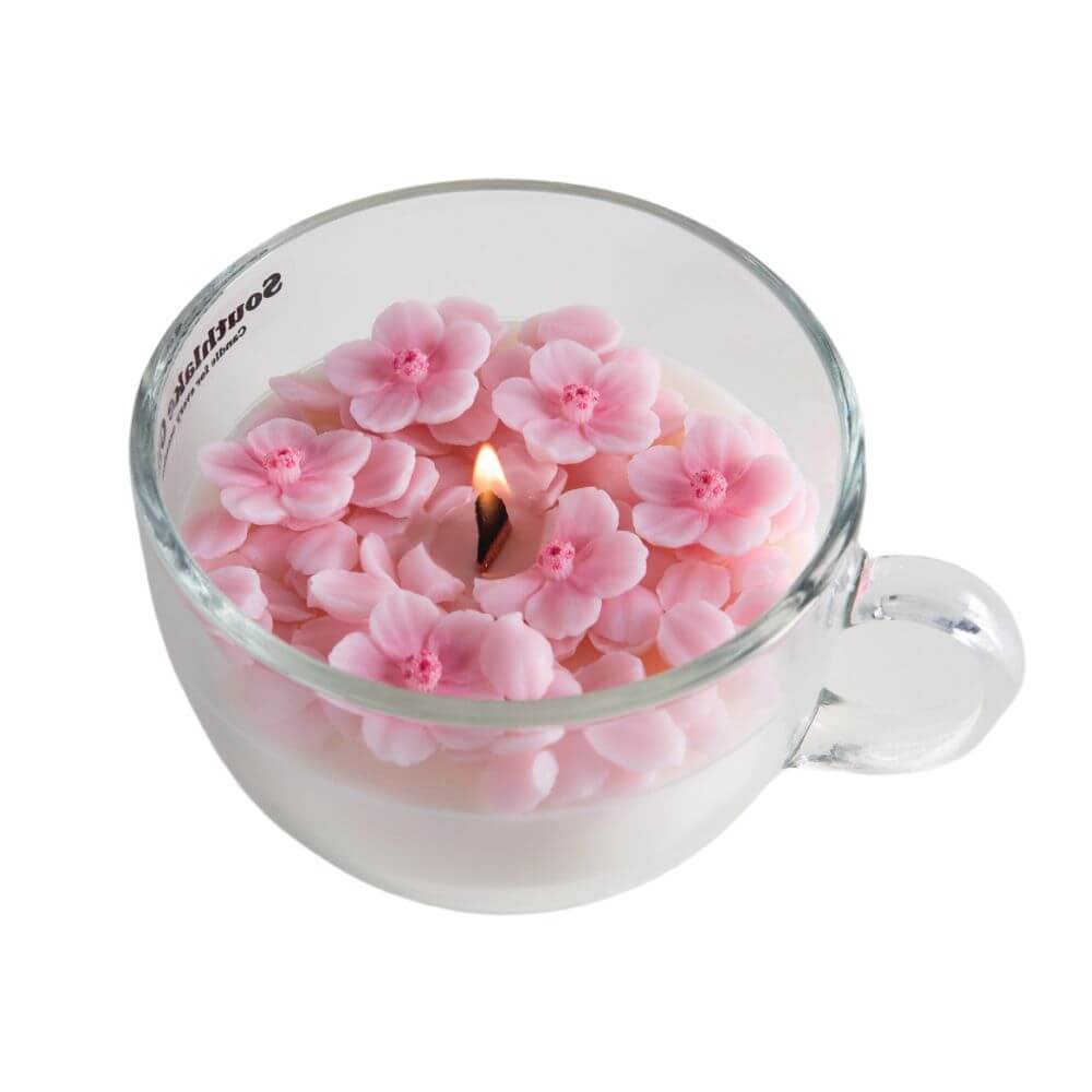 Romantic Sakura Cup Scented Candle for Birthday Gift Wedding Favor