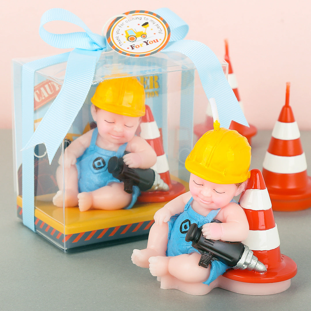 The cute two Baby in Engineer Suit Candle from Southlake Gifts.