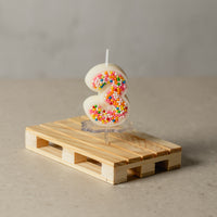Colorful Sprinkle Candy Number 3 Candle from Southlake Gifts.