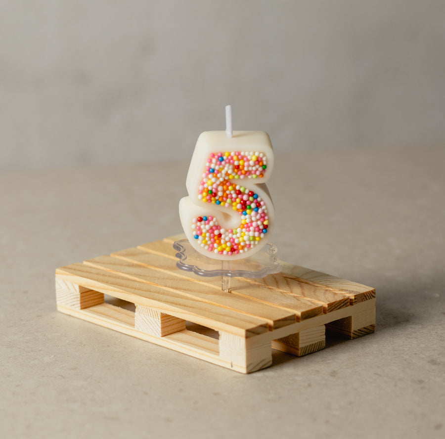 Colorful Sprinkle Candy Number 5 Candle from Southlake Gifts.