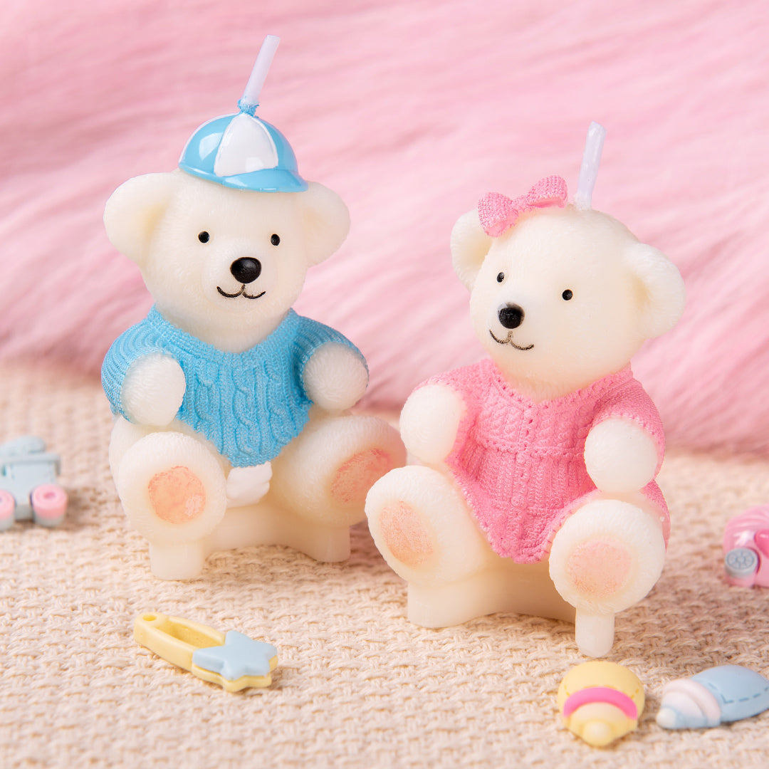 Baby Blue and Pink Bear Candle from Southlake Gifts.