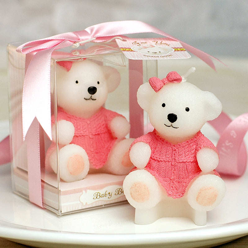 Add these two cute Baby Pink Bear Candle from Southlake Gift on your special day.