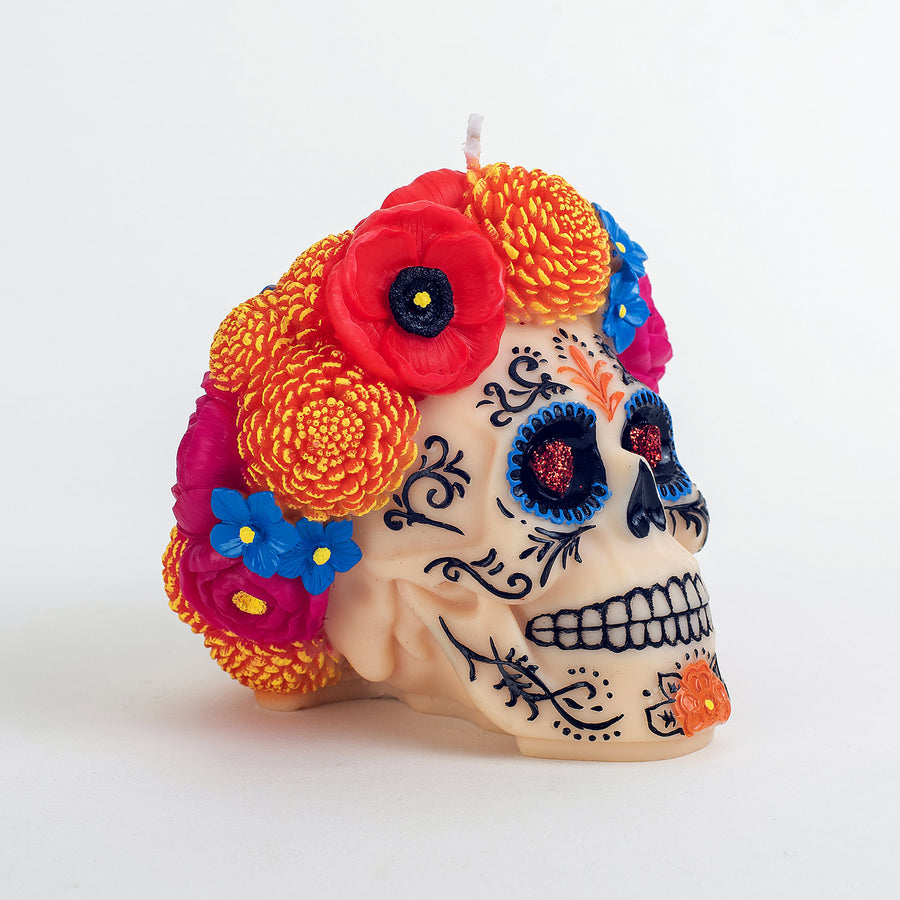 Warm up the soul inside of Floral Skull Scented Candle.