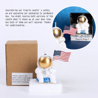 The box of Landing Astronaut Candle holding a US flag.