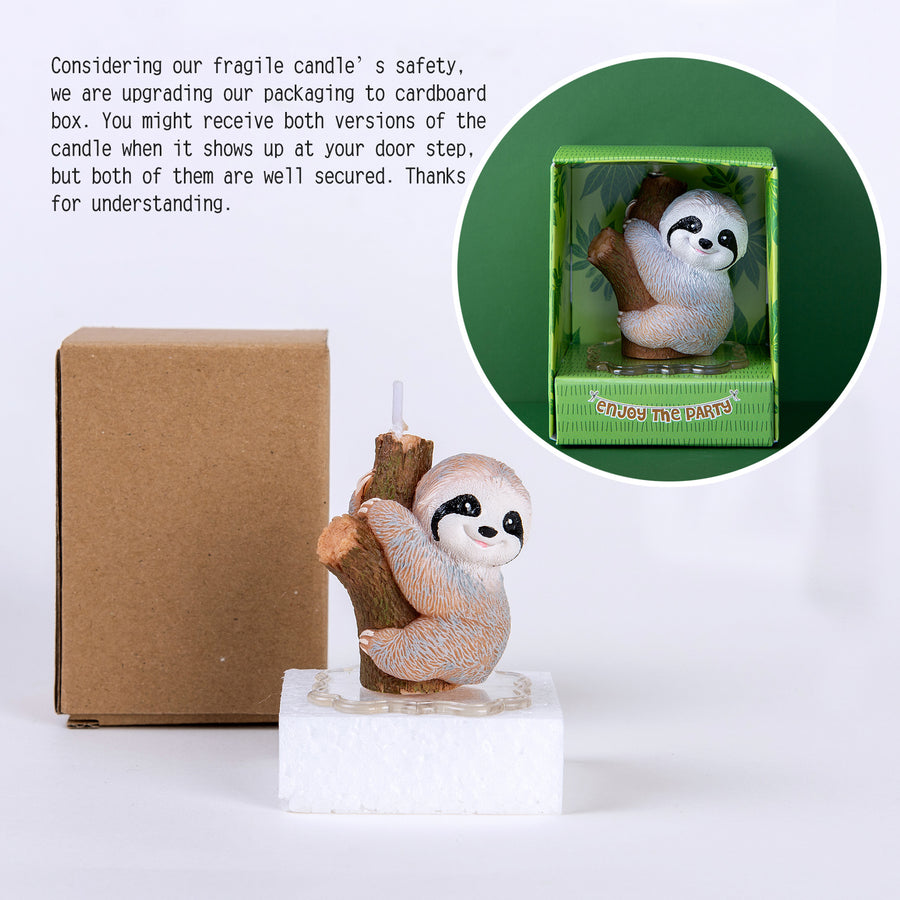 A cute box container of Baby Sloth Candle.
