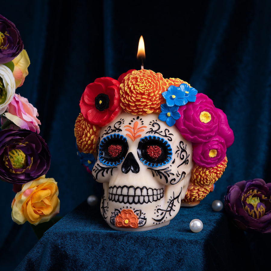 Add some extra spice to your home with this Floral Skull Scented Candle.