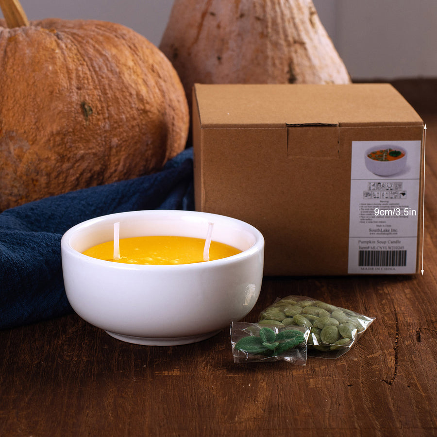 A box of Pumpkin Soup Bowl Scented Candle from Southlake Gifts.