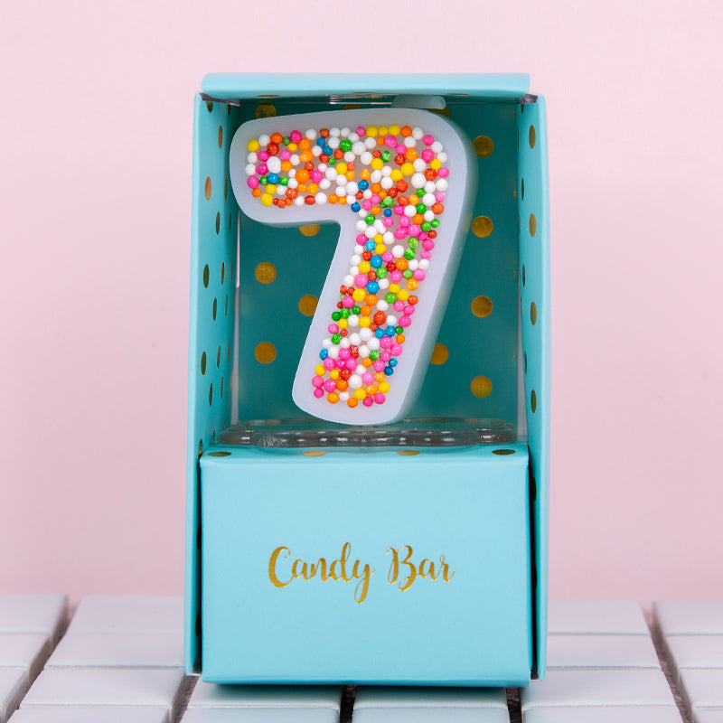 Number 7 Colorful Sprinkle Candy Bar Candle that can change your mood.