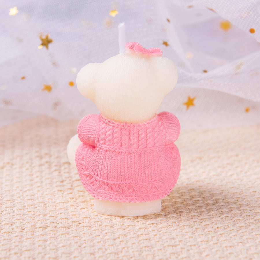 Back details of Pink Baby Bear Candles.