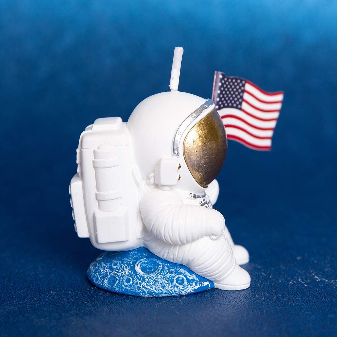 A side details of Spaceman holding a US Flag.