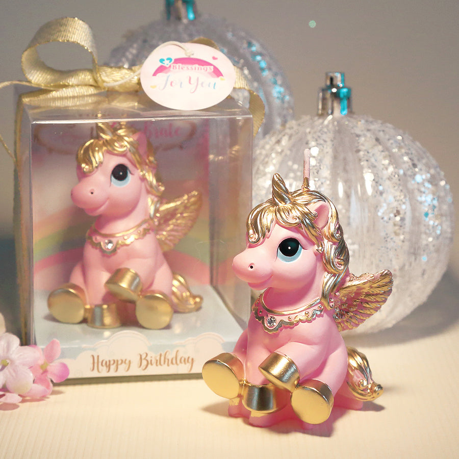 A beauty of Pink Unicorn Candle from Southlake Gifts.